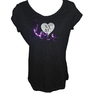 New York & Company Logo Sequin Branded Short Sleeve Tee